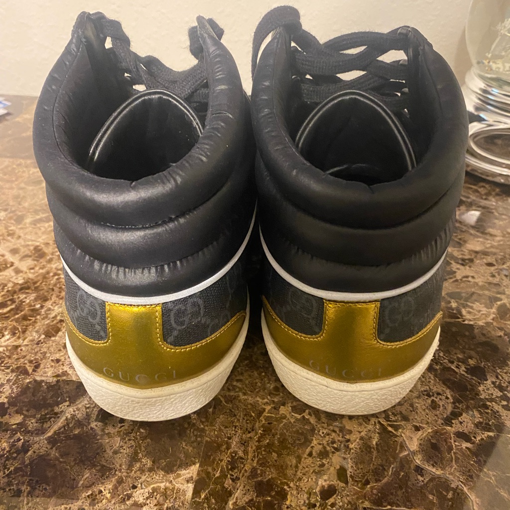Gucci Men’s Gold And Navy High-Top Sneakers